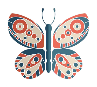 Blue and Red Butterfly Sticker