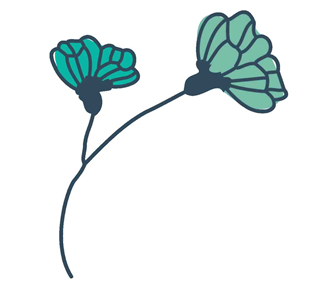 Double Turquoise Drop Flower Sticker