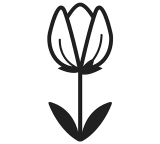 Black and White Tulip Flower Sticker