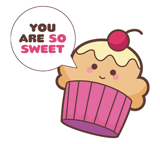 Kawaii Cute Cupcake Sticker