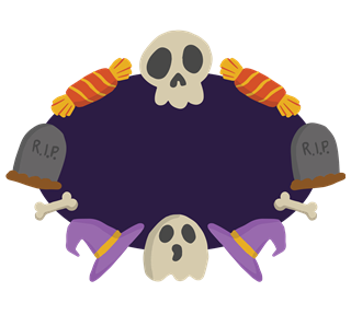 Halloween Ghost Skull Name Tag Sticker