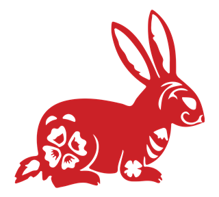 Cutout Rabbit Laying Sticker