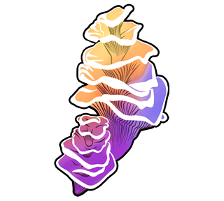 Purple Yellow Tall Fungi Sticker